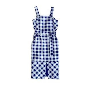 Whistles Gita Midi Dress Navy and White Gingham Size 6